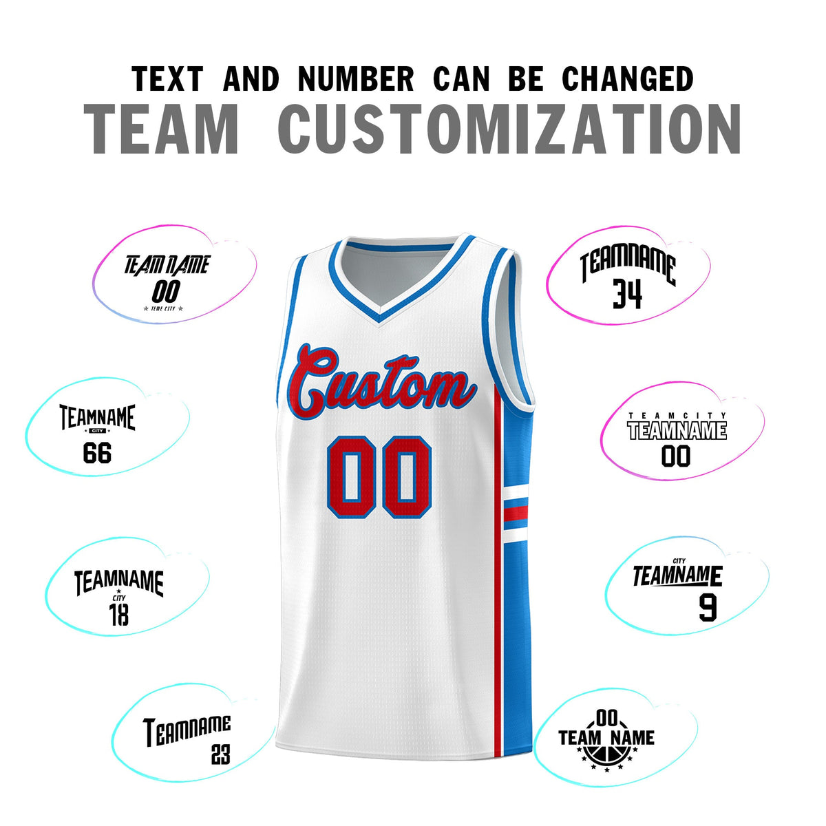 Custom Youth Basketball Jersey - White Royal Two-Tone Varsity Jersey Set