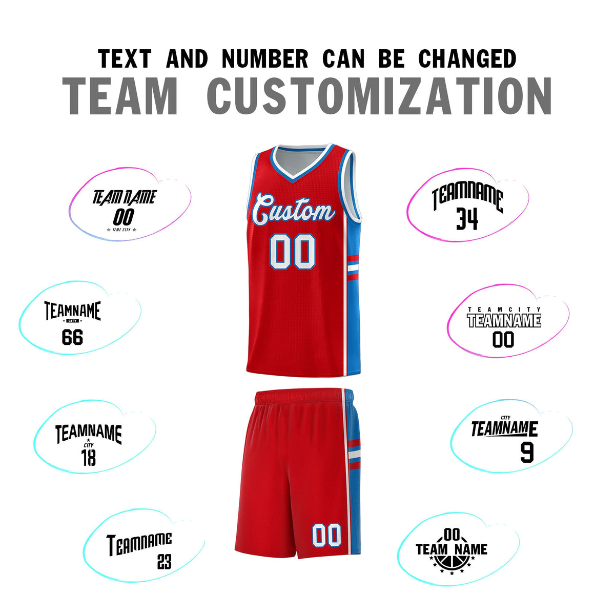 Custom Youth Basketball Jersey - Red Royal Two-Tone Classic Varsity Uniform