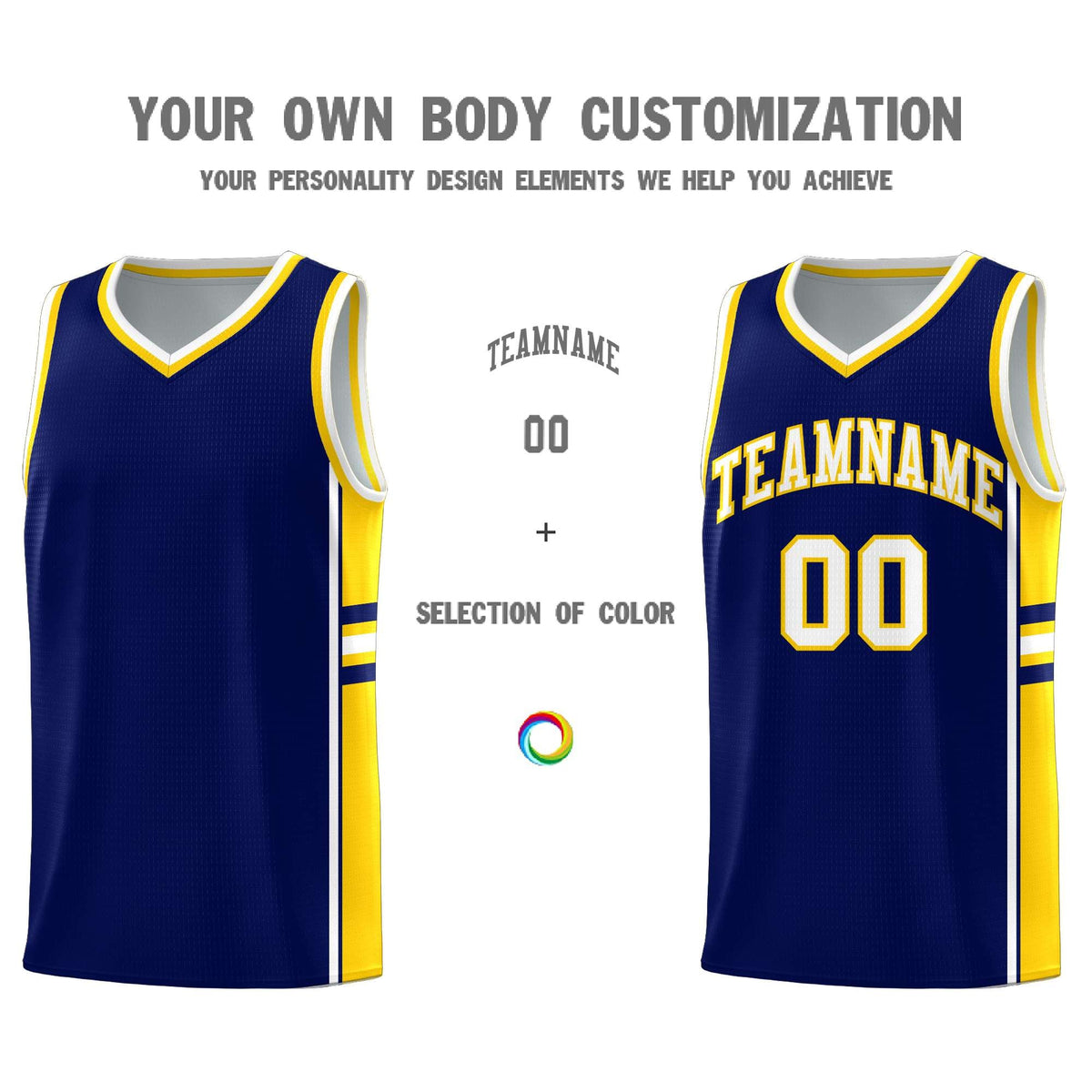 Custom Youth Basketball Jersey - Navy Gold Two-Tone Varsity Jersey Set