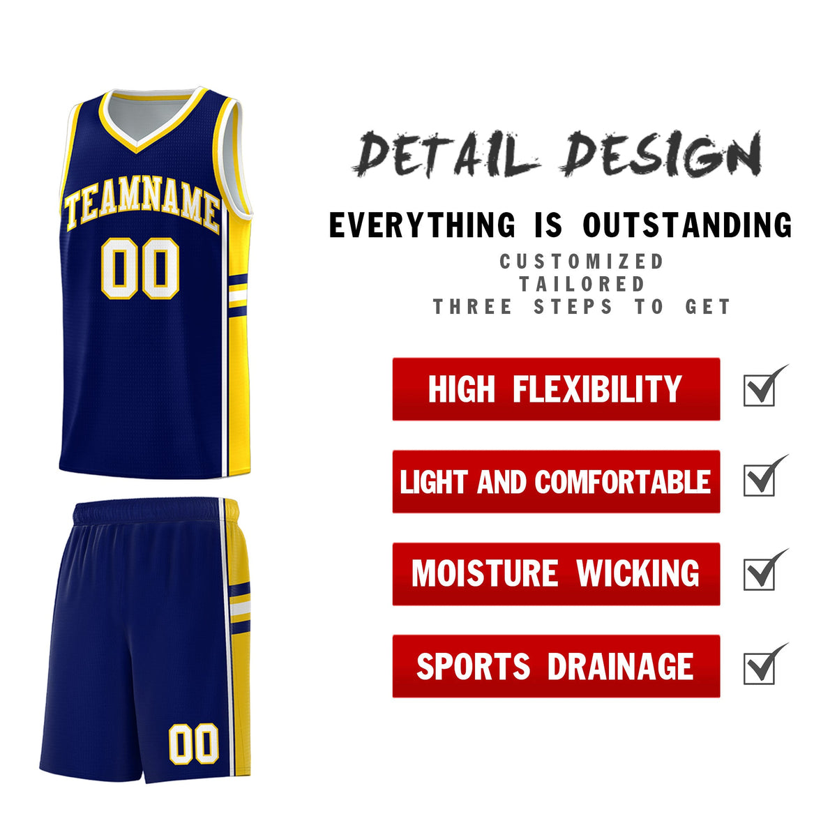 Custom Youth Basketball Jersey - Navy Gold Two-Tone Varsity Jersey Set