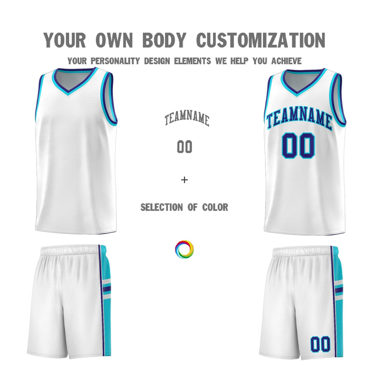Custom Youth Basketball Jersey - White Royal Personalized Varsity Two-Tone Uniform