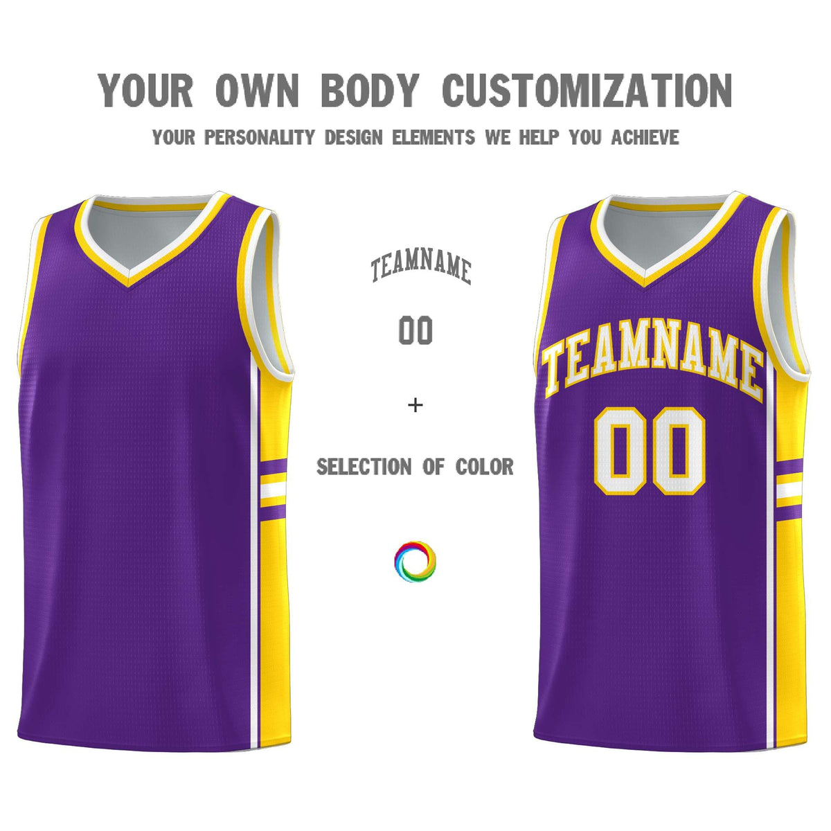 Custom Youth Basketball Jersey - Purple Gold Two-Tone Varsity Jersey Set