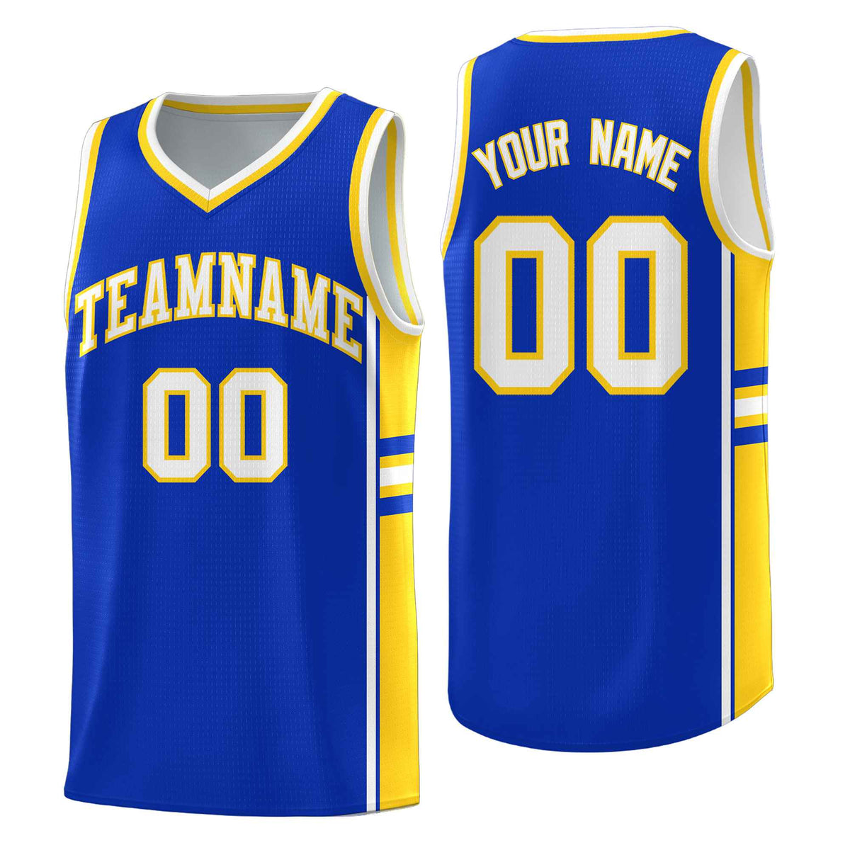 Custom Youth Basketball Jersey - Royal Gold Two-Tone Varsity Jersey Set