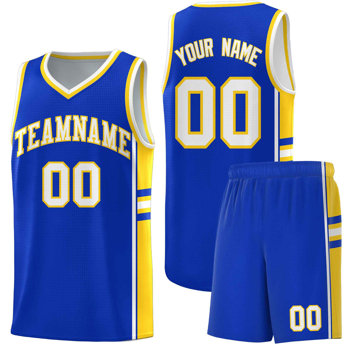 Custom Youth Basketball Jersey - Royal Gold Two-Tone Varsity Jersey Set