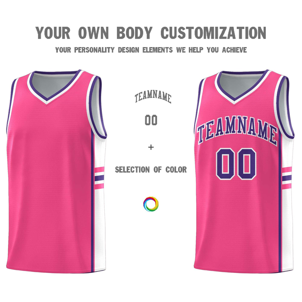 Custom Youth Basketball Jersey - Pink White Two-Tone Varsity Jersey Set