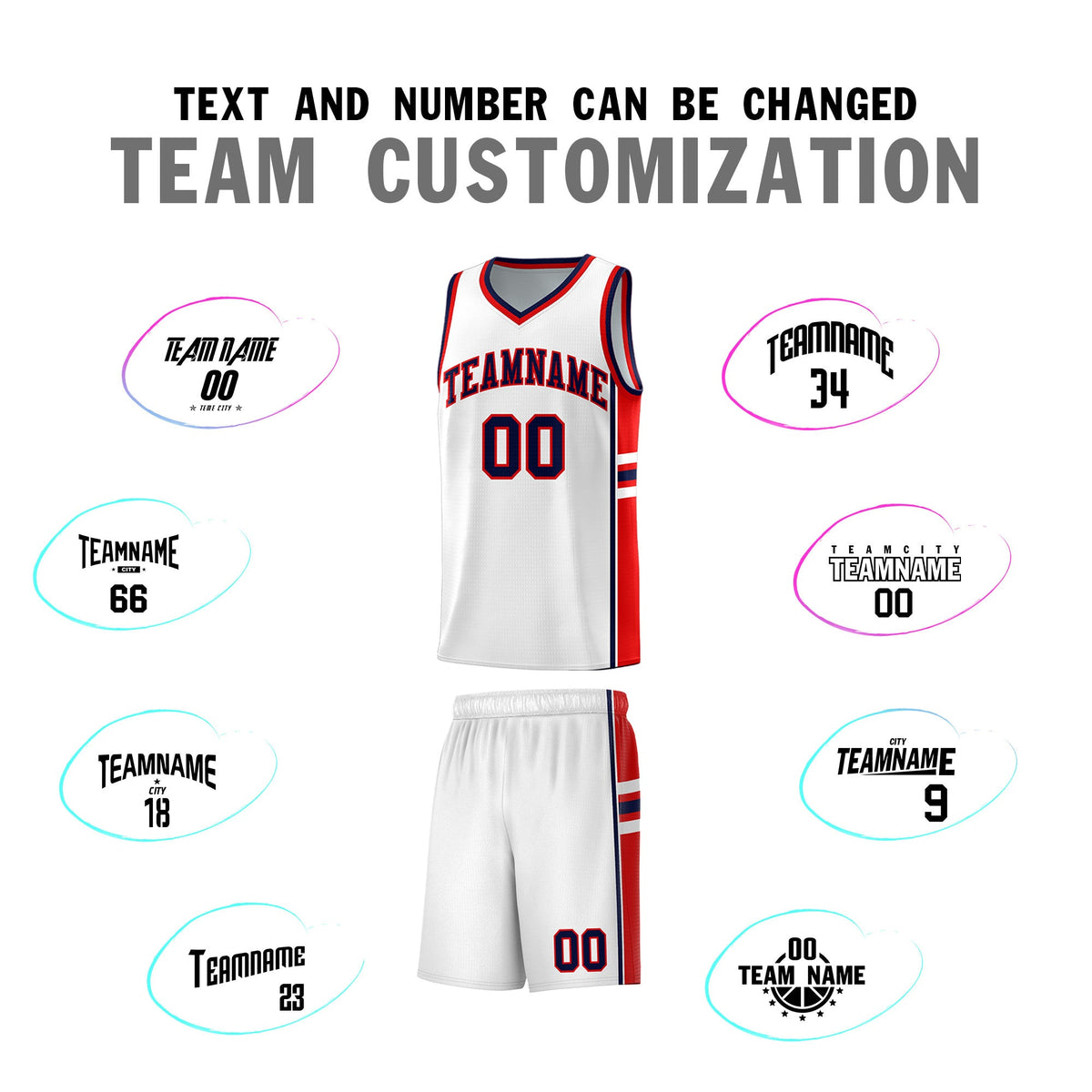Custom Youth Basketball Jersey - White Red Personalized Varsity Two-Tone Uniform