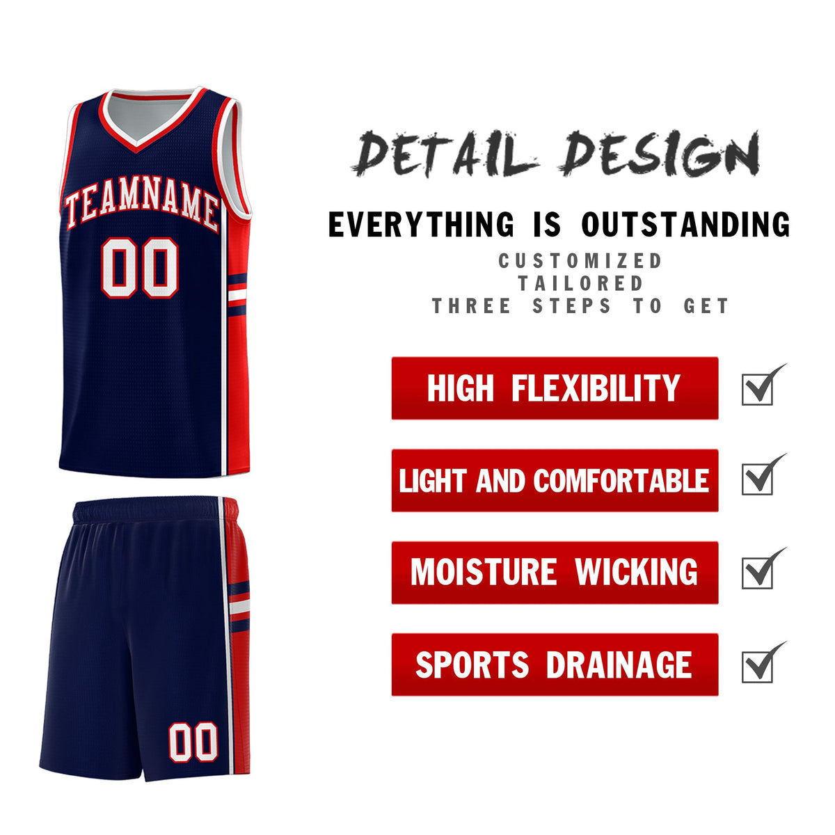 Custom Youth Basketball Jersey - Navy Red Two-Tone Varsity Jersey Set