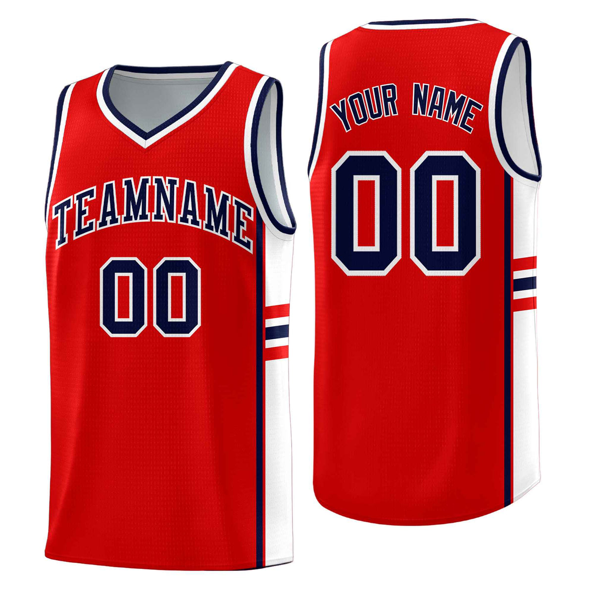 Custom Youth Basketball Jersey - Red White Two-Tone Classic Varsity Uniform