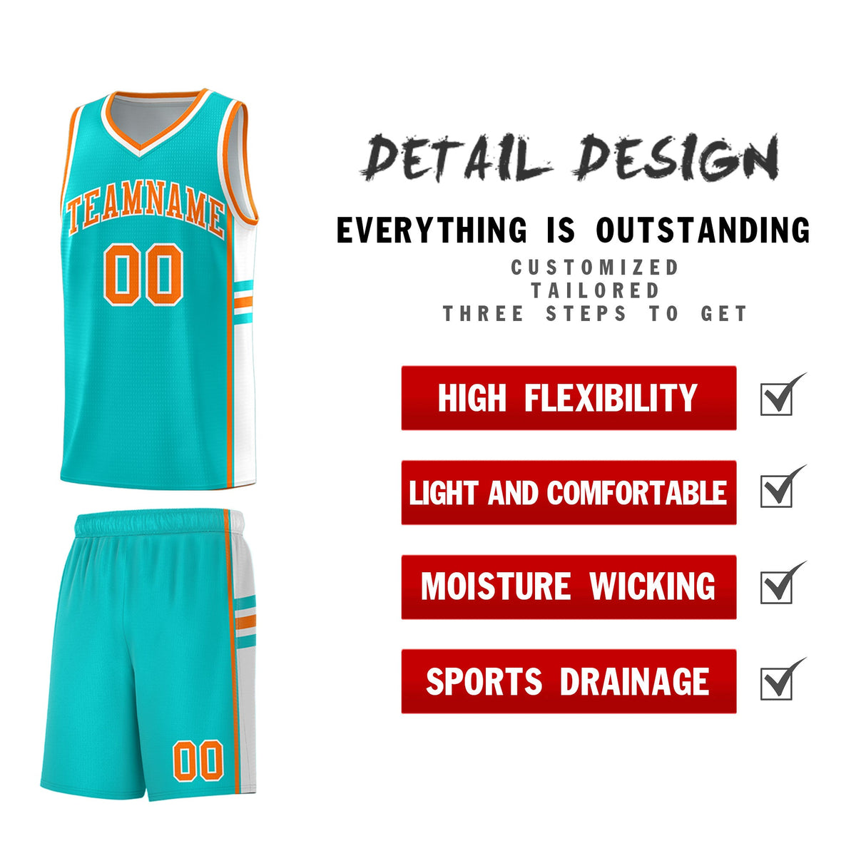 Custom Youth Basketball Jersey - Aqua White Two-Tone Classic Varsity Uniform