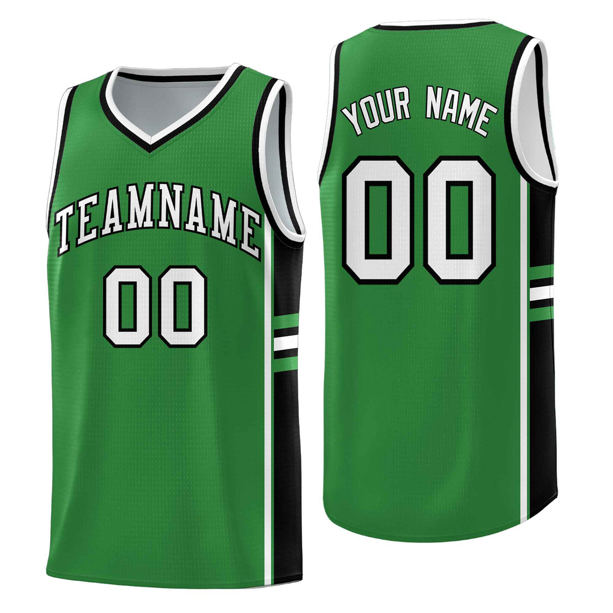 Custom Youth Basketball Jersey - Kelly Green Black Two-Tone Varsity Jersey Set
