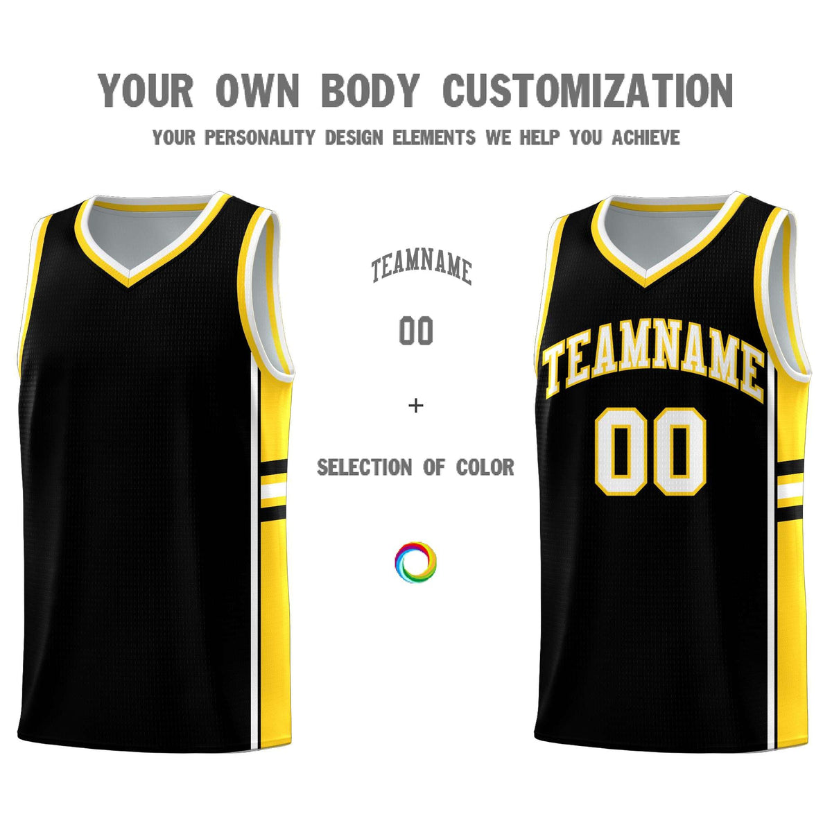 Custom Youth Basketball Jersey - Black Gold Two-Tone Varsity Jersey Set