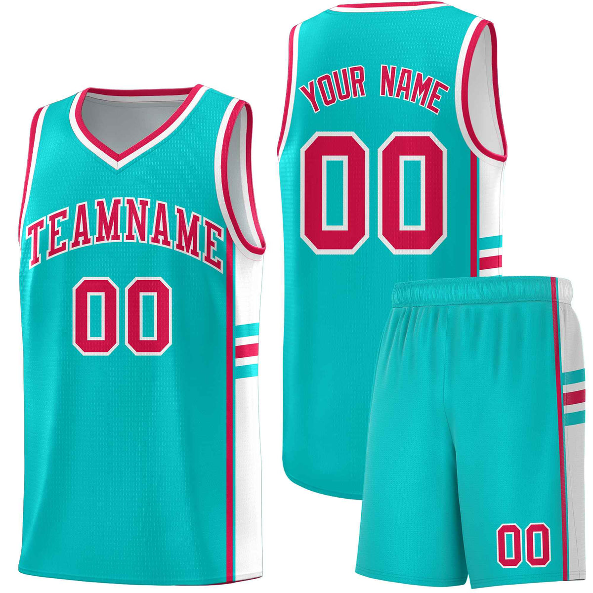 Custom Youth Basketball Jersey - Aqua White Two-Tone Classic Varsity Uniform