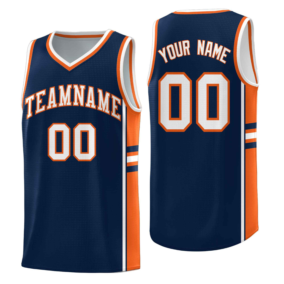 Custom Youth Basketball Jersey - Navy Orange Two-Tone Varsity Jersey Set