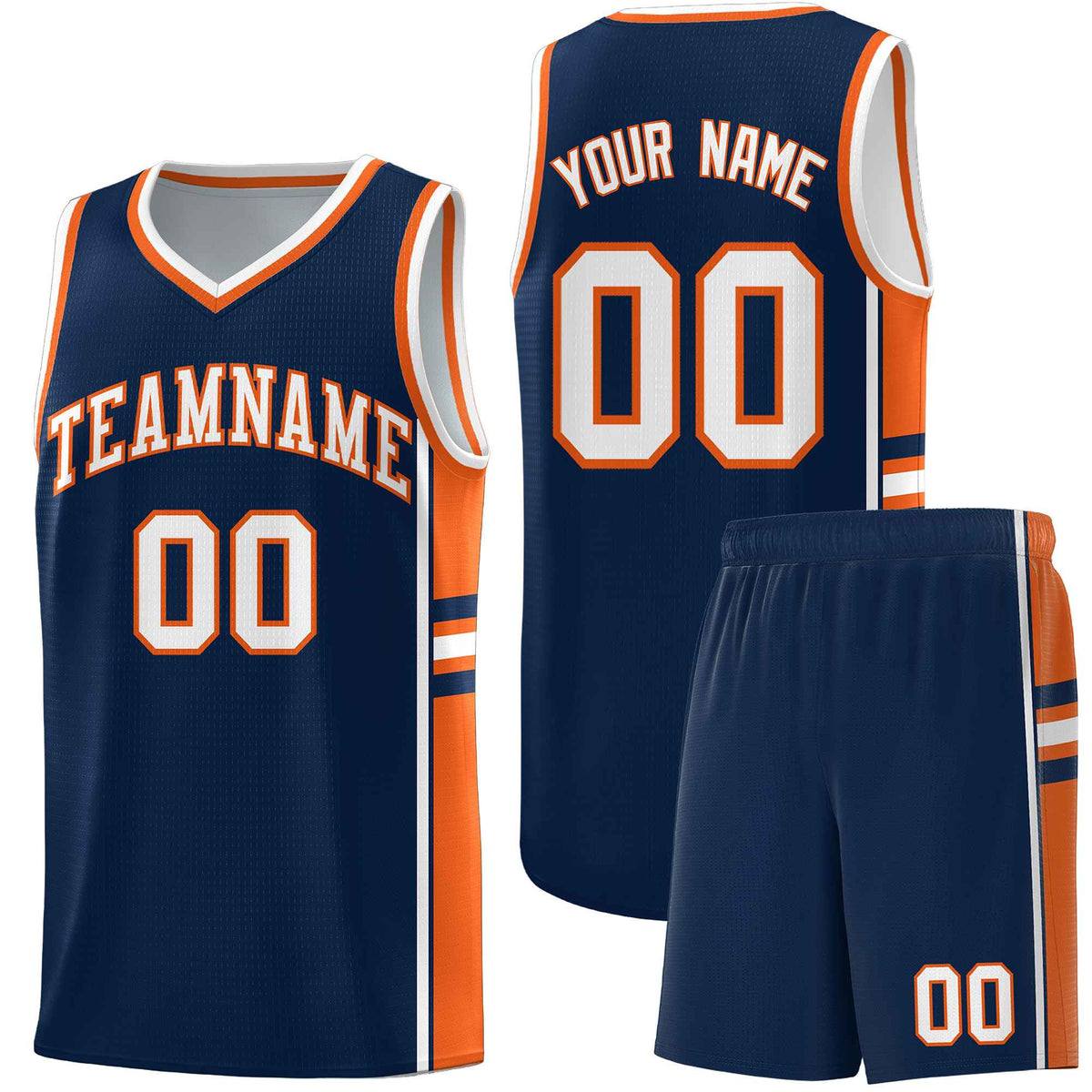 Custom Youth Basketball Jersey - Navy Orange Two-Tone Varsity Jersey Set
