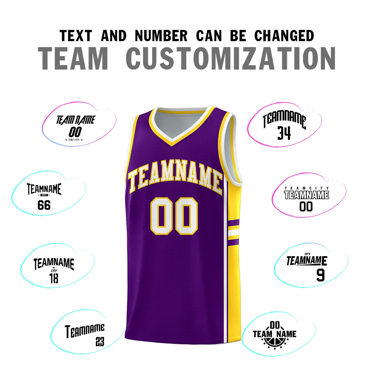 Custom Youth Basketball Jersey - Purple Gold Two-Tone Varsity Jersey Set