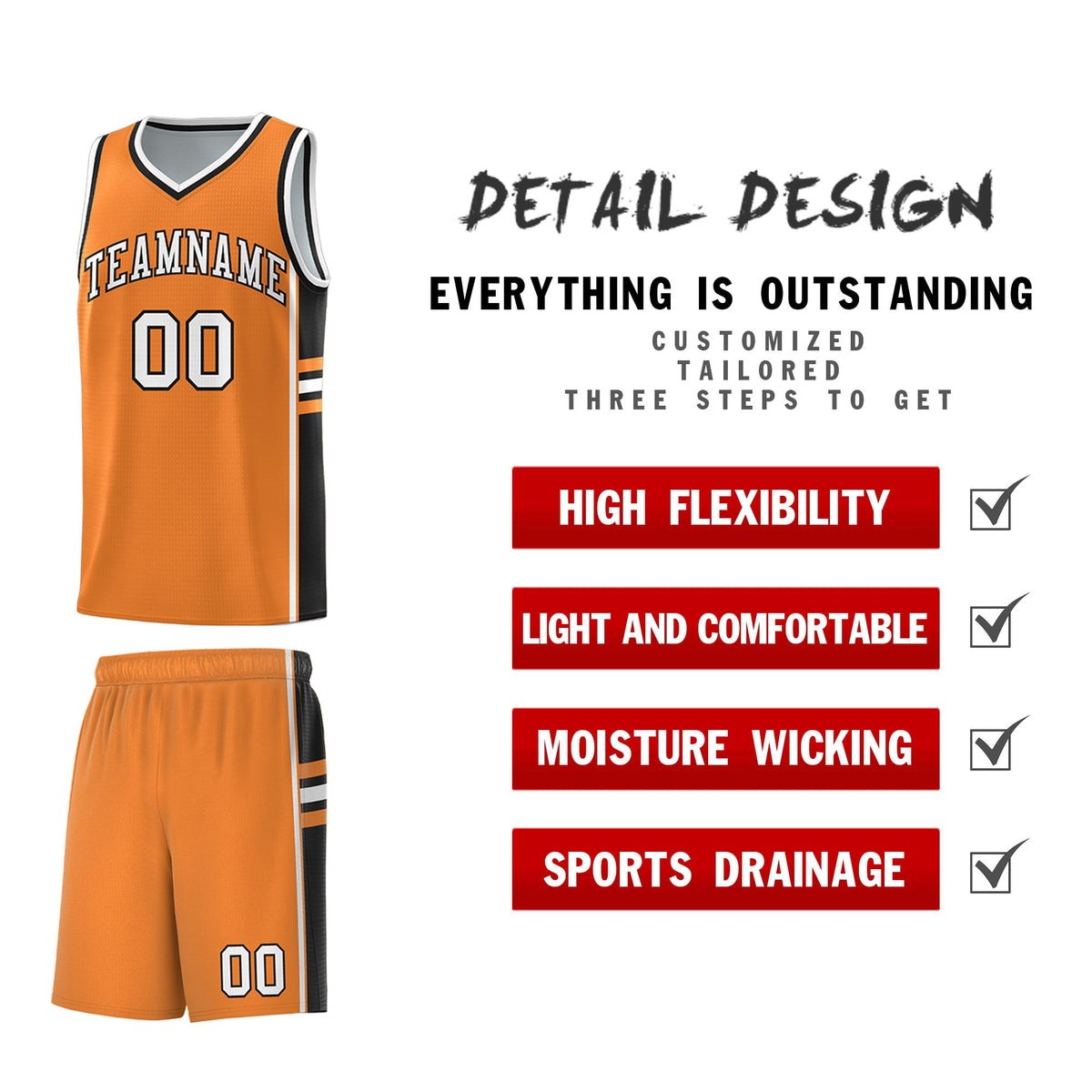 Custom Youth Basketball Jersey - Gold Orange Black Two-Tone Varsity Jersey Set