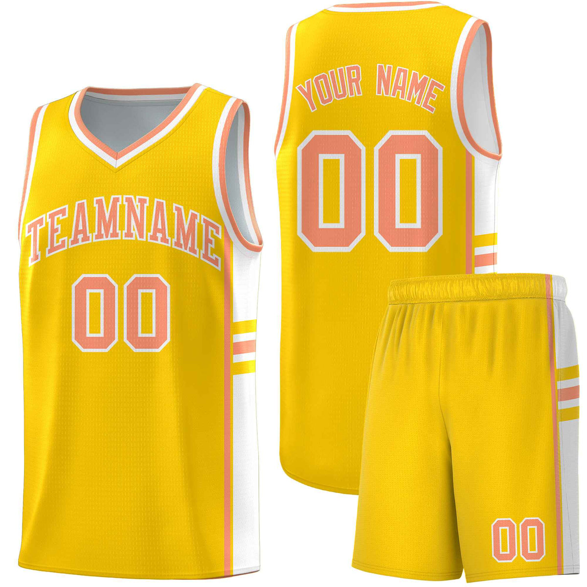 Custom Youth Basketball Jersey - Gold White Personalized Varsity Two-Tone Uniform