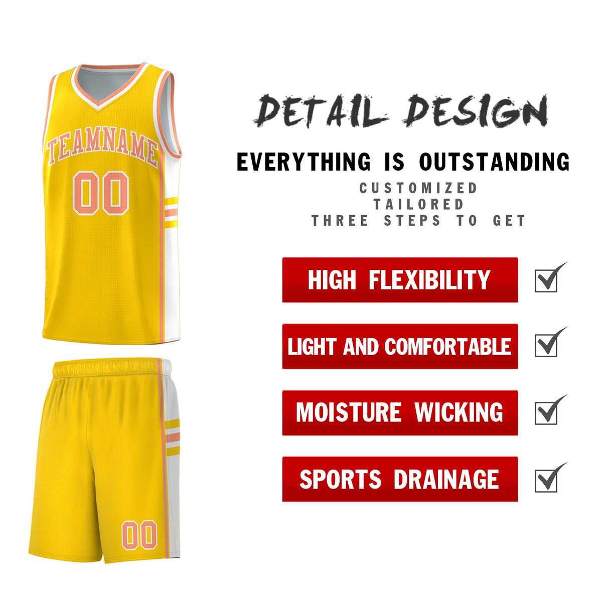 Custom Youth Basketball Jersey - Gold White Personalized Varsity Two-Tone Uniform