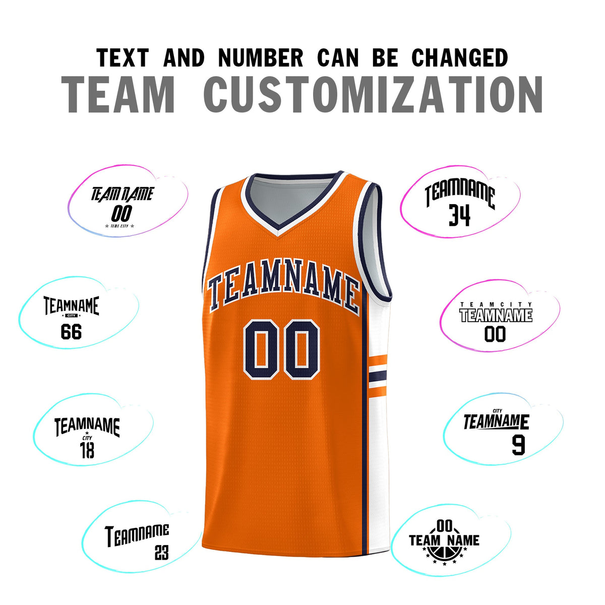 Custom Youth Basketball Jersey - Orange White Personalized Varsity Two-Tone Uniform