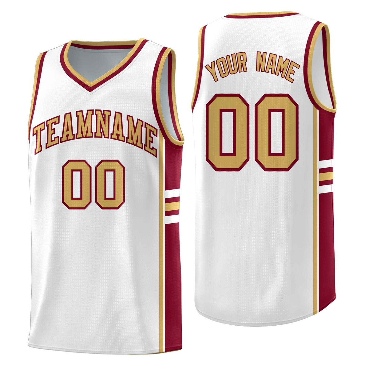Custom Youth Basketball Jersey - White Crimson Two-Tone Varsity Jersey Set