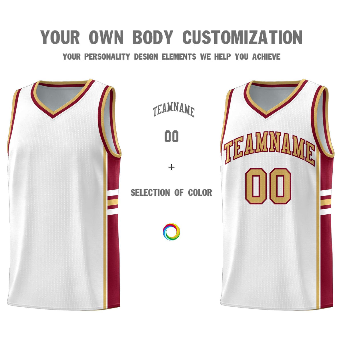 Custom Youth Basketball Jersey - White Crimson Two-Tone Varsity Jersey Set