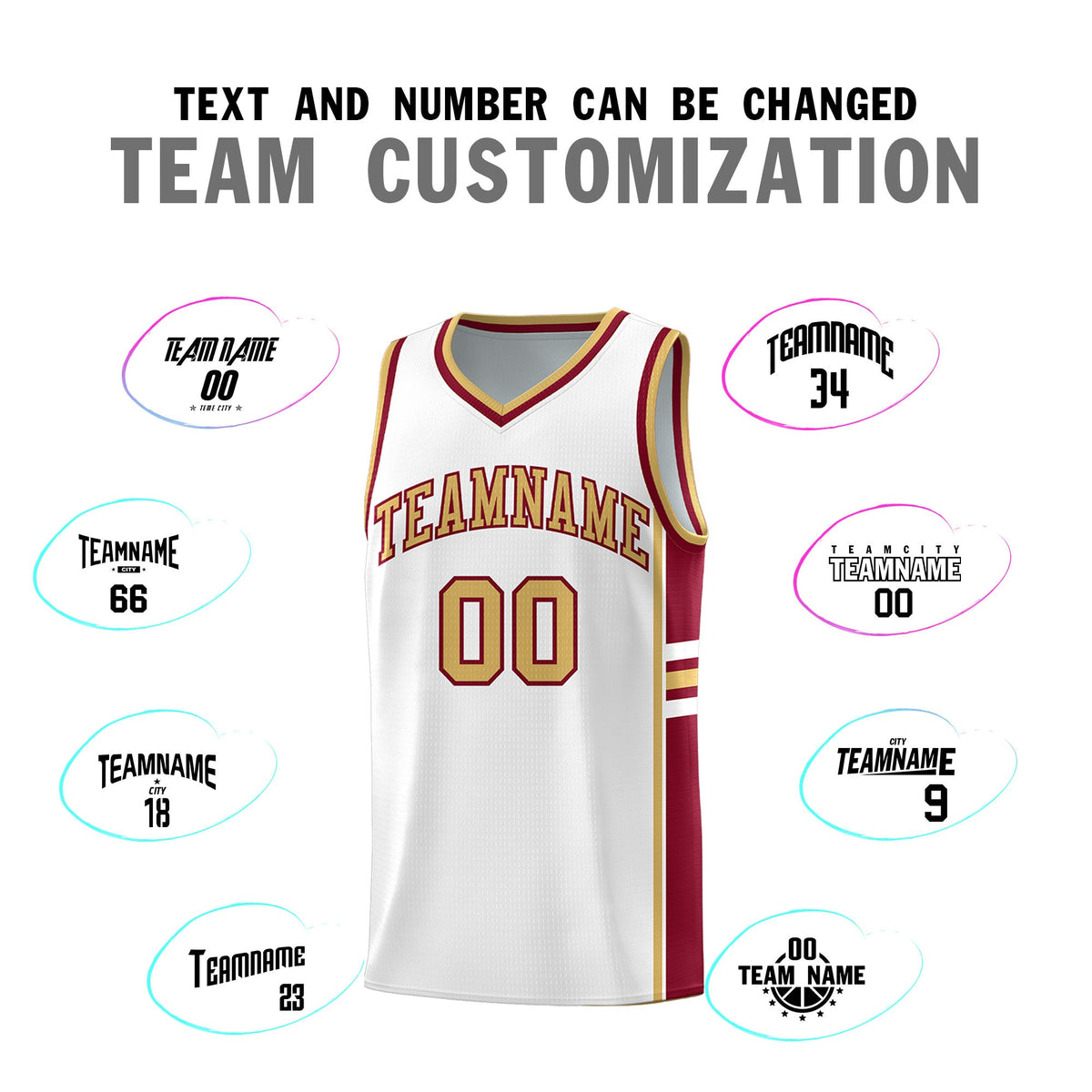 Custom Youth Basketball Jersey - White Crimson Two-Tone Varsity Jersey Set