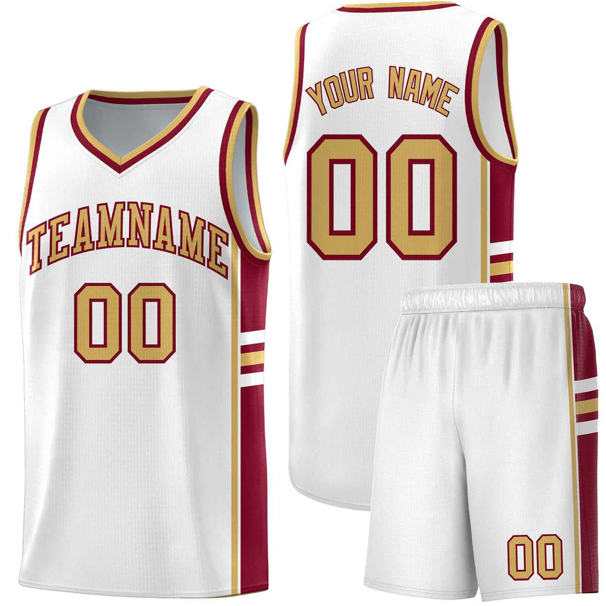 Custom Youth Basketball Jersey - White Crimson Two-Tone Varsity Jersey Set