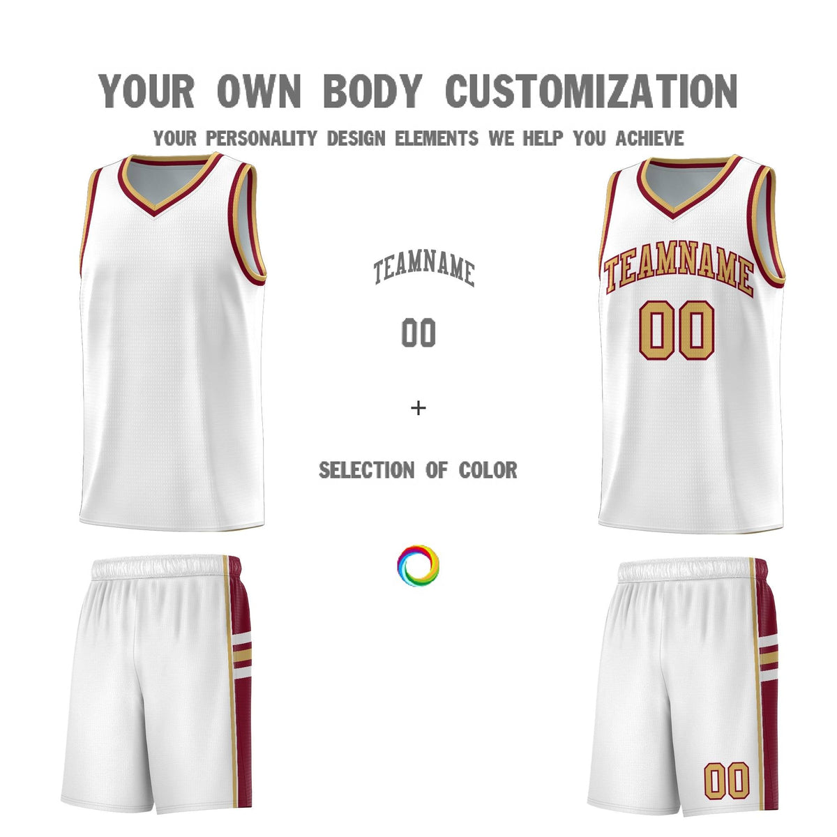 Custom Youth Basketball Jersey - White Crimson Two-Tone Varsity Jersey Set