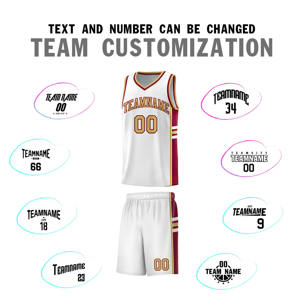 Custom Youth Basketball Jersey - White Crimson Two-Tone Varsity Jersey Set