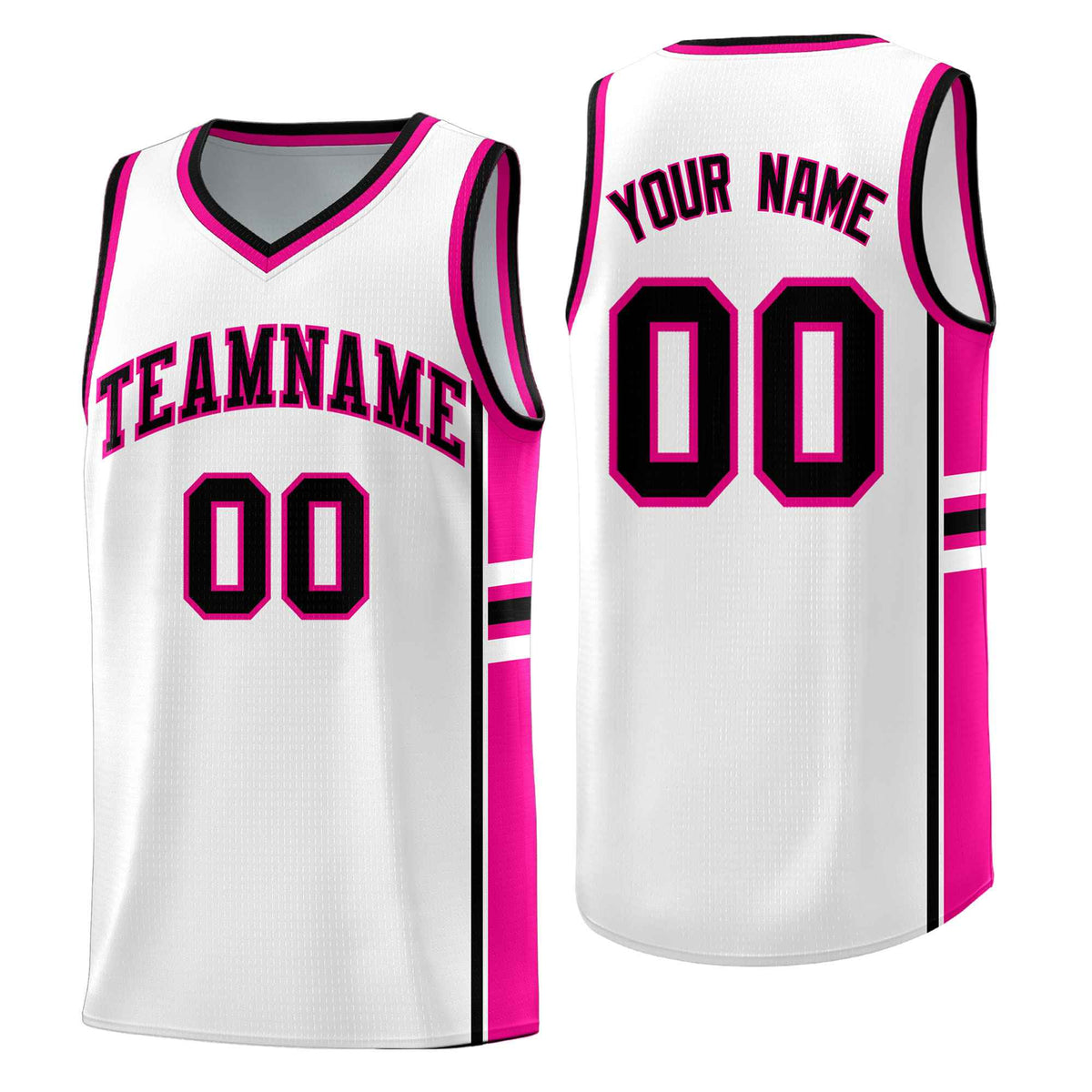 Custom Youth Basketball Jersey - White Pink Two-Tone Varsity Jersey Set