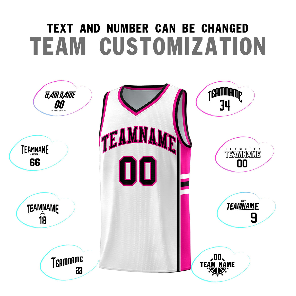 Custom Youth Basketball Jersey - White Pink Two-Tone Varsity Jersey Set