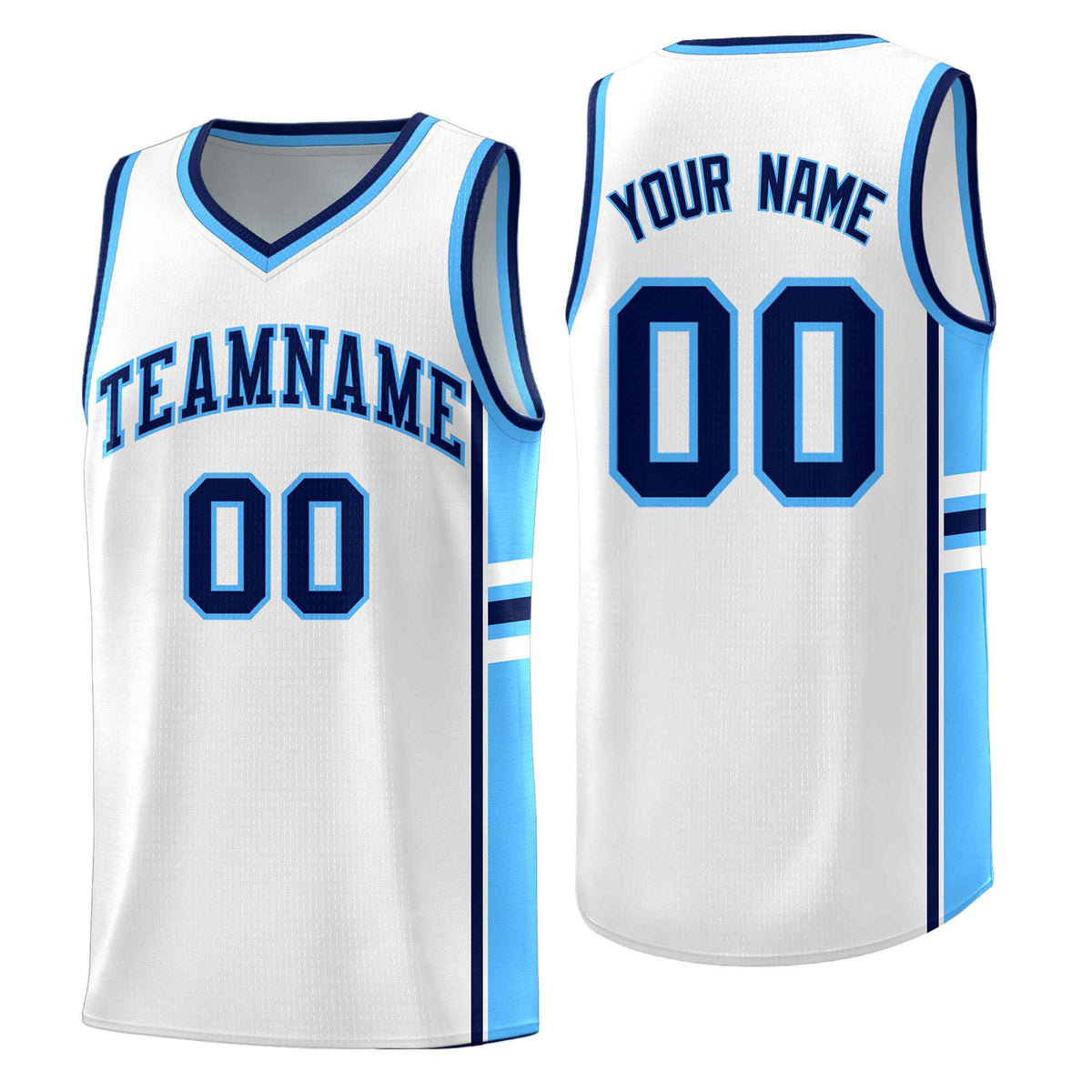 Custom Youth Basketball Jersey - White Powder Blue Two-Tone Varsity Jersey Set