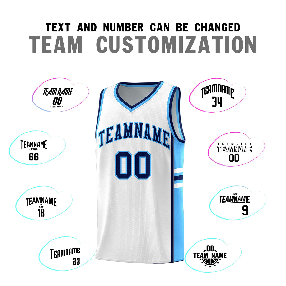Custom Youth Basketball Jersey - White Powder Blue Two-Tone Varsity Jersey Set