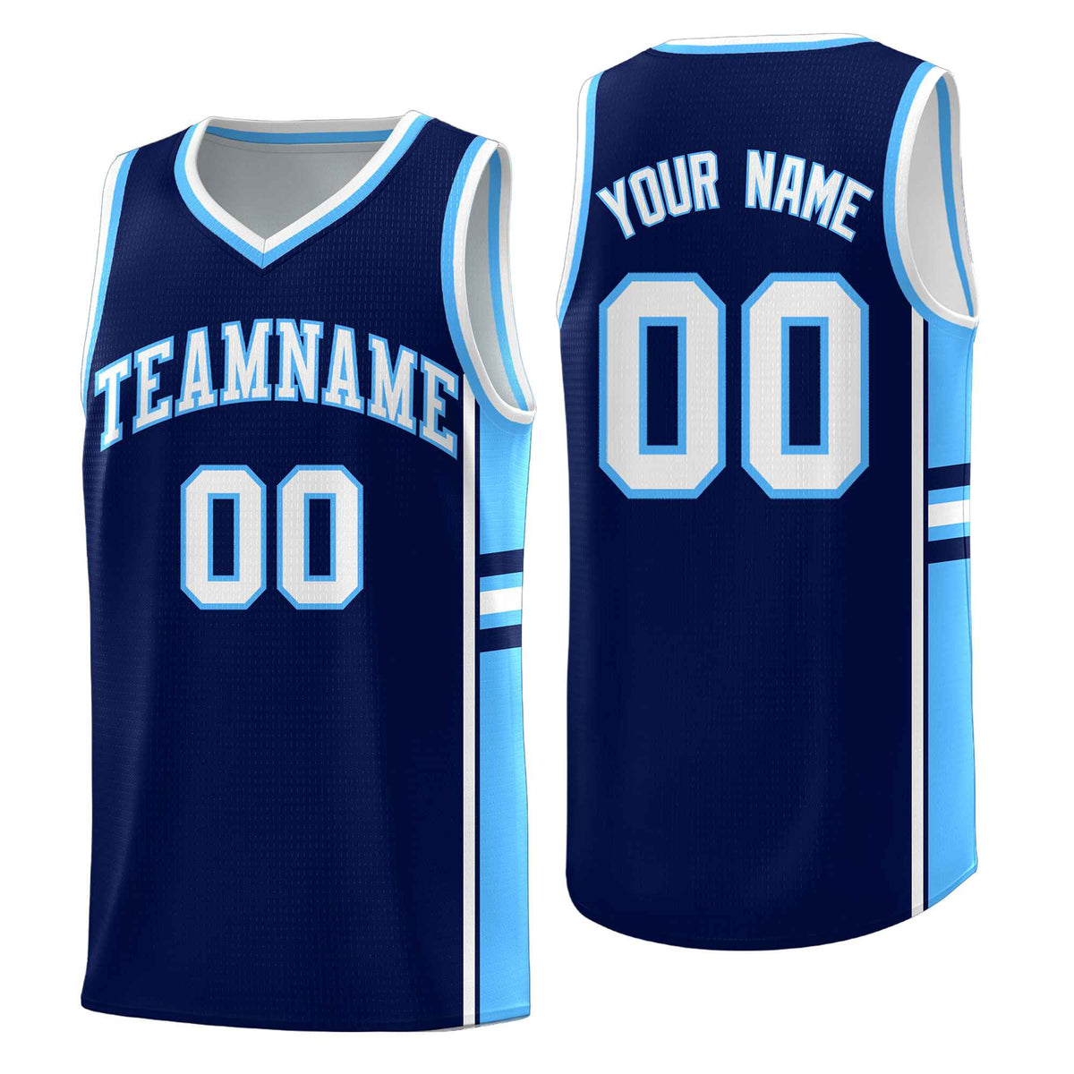 Custom Youth Basketball Jersey - Navy Powder Blue Two-Tone Classic Varsity Uniform