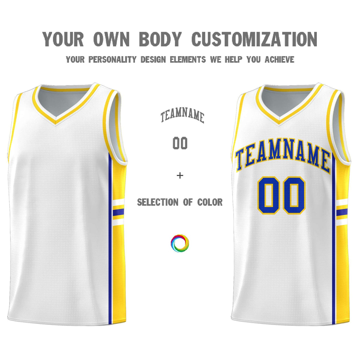 Custom Youth Basketball Jersey - White Fluorescent Yellow Two-Tone Varsity Jersey Set