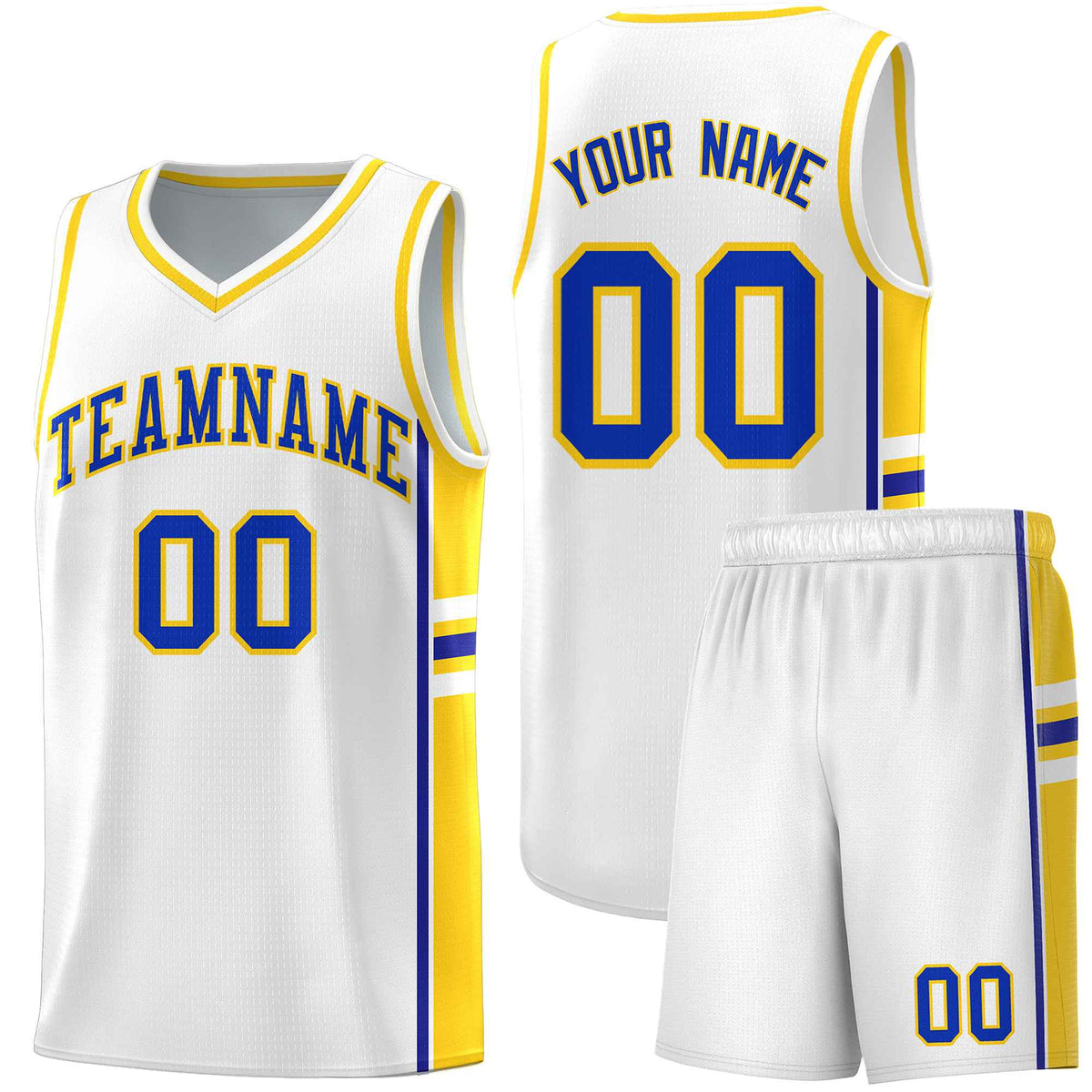 Custom Youth Basketball Jersey - White Fluorescent Yellow Two-Tone Varsity Jersey Set