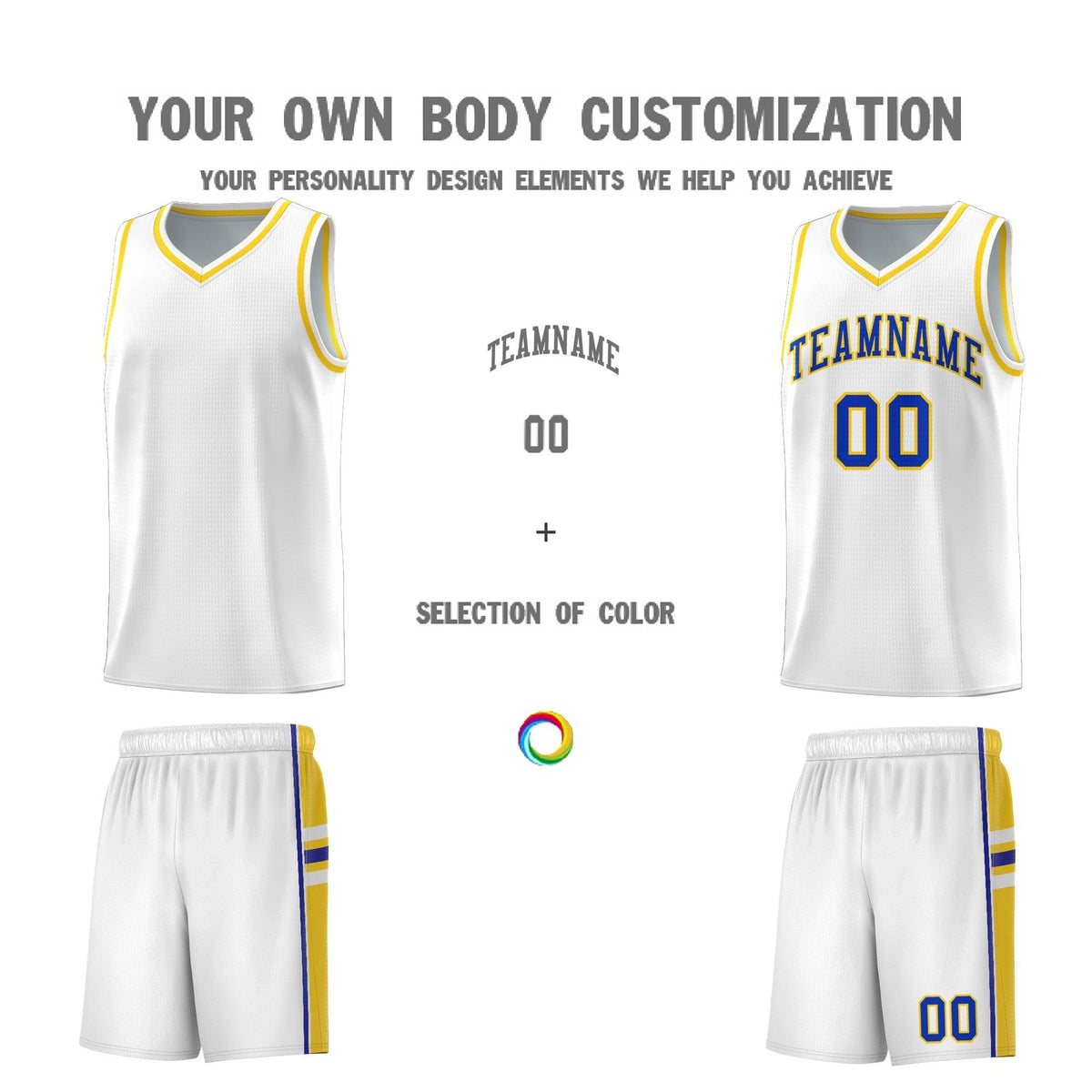 Custom Youth Basketball Jersey - White Fluorescent Yellow Two-Tone Varsity Jersey Set