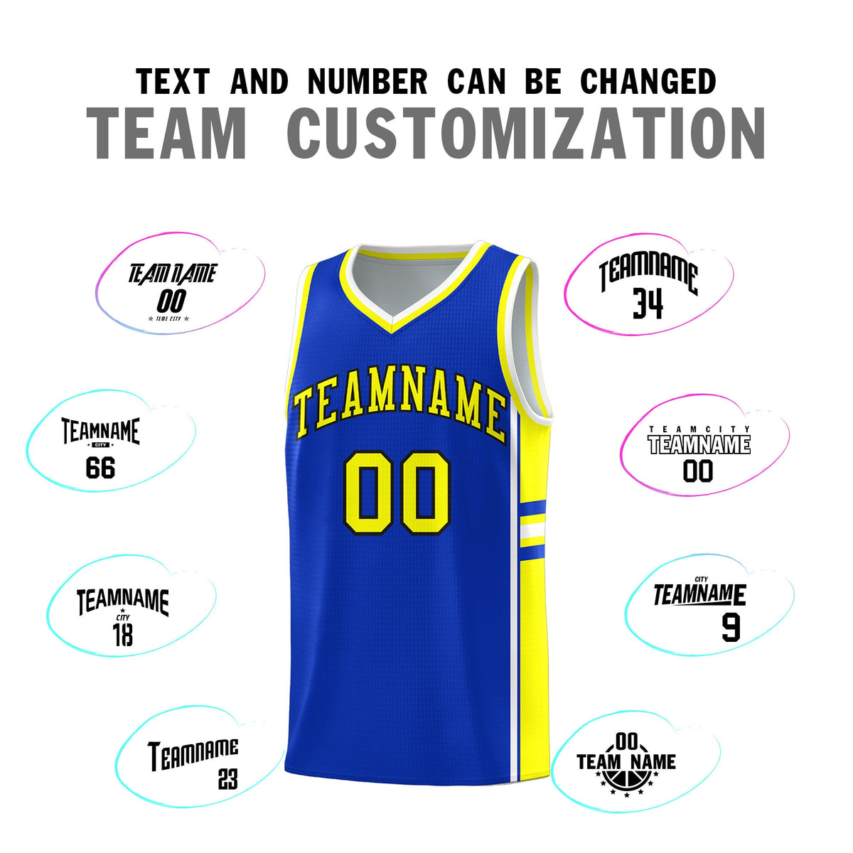 Custom Youth Basketball Jersey - Royal Fluorescent Yellow Two-Tone Classic Varsity Uniform
