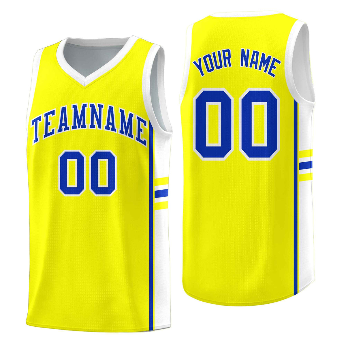 Custom Youth Basketball Jersey - Fluorescent Yellow White Two-Tone Classic Varsity Uniform