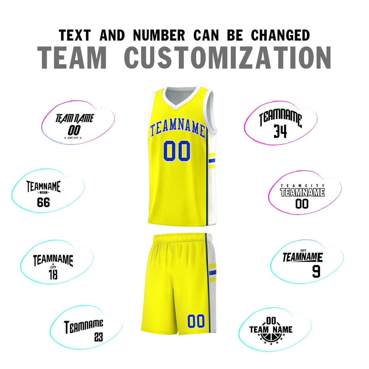 Custom Youth Basketball Jersey - Fluorescent Yellow White Two-Tone Classic Varsity Uniform