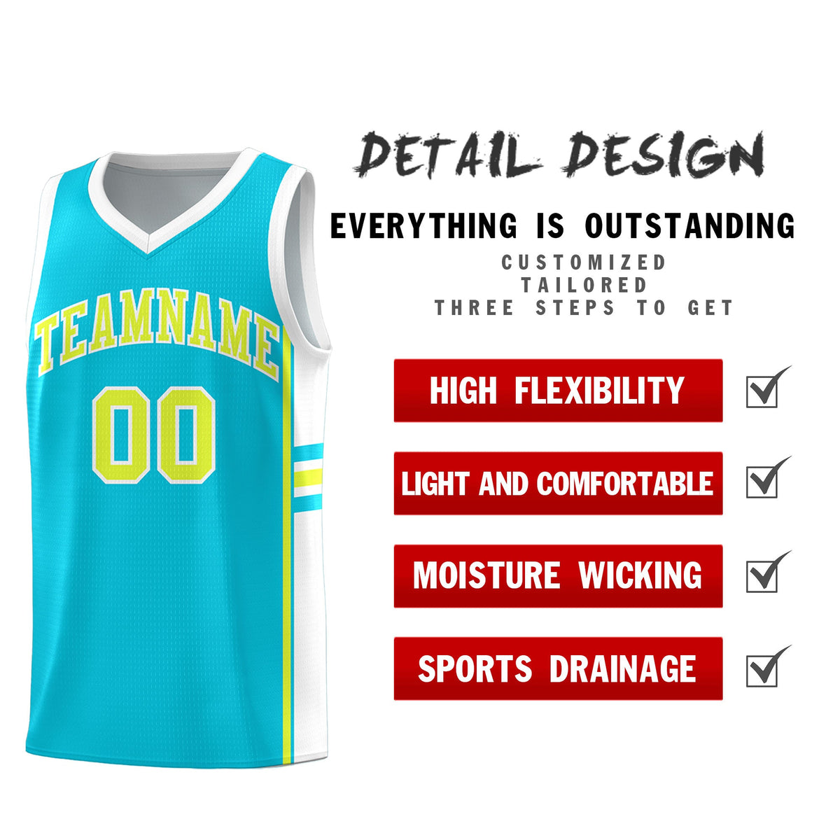 Custom Youth Basketball Jersey - Sky Blue White Personalized Varsity Two-Tone Uniform