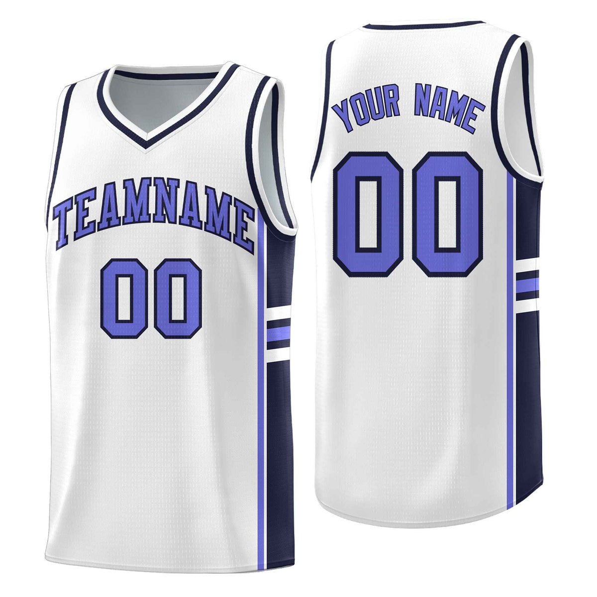 Custom Youth Basketball Jersey - White Navy Two-Tone Varsity Jersey Set