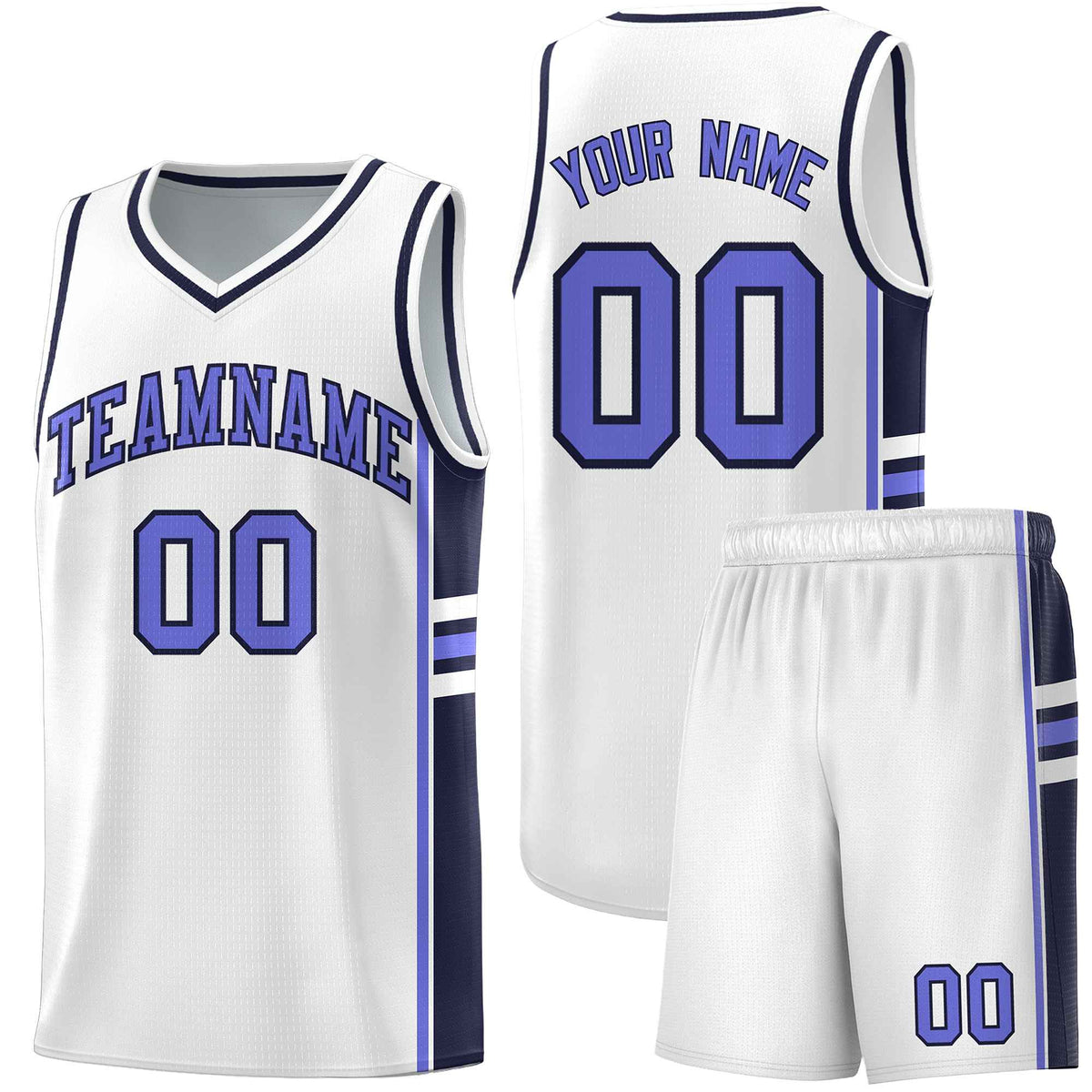 Custom Youth Basketball Jersey - White Navy Two-Tone Varsity Jersey Set