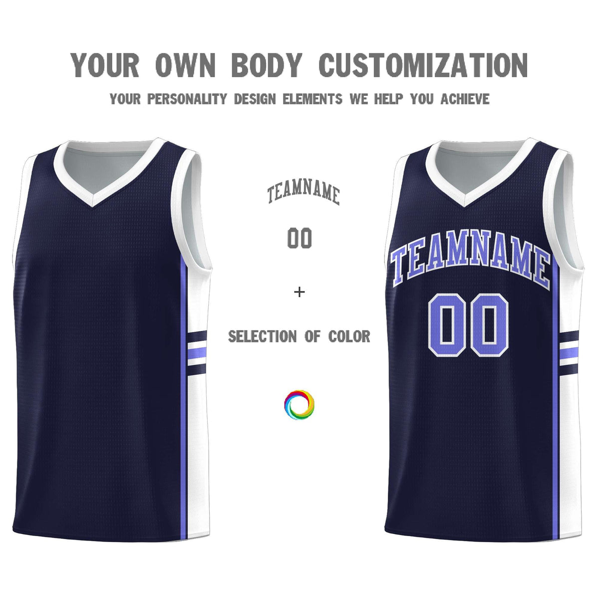 Custom Youth Basketball Jersey - Navy White Personalized Varsity Two-Tone Uniform