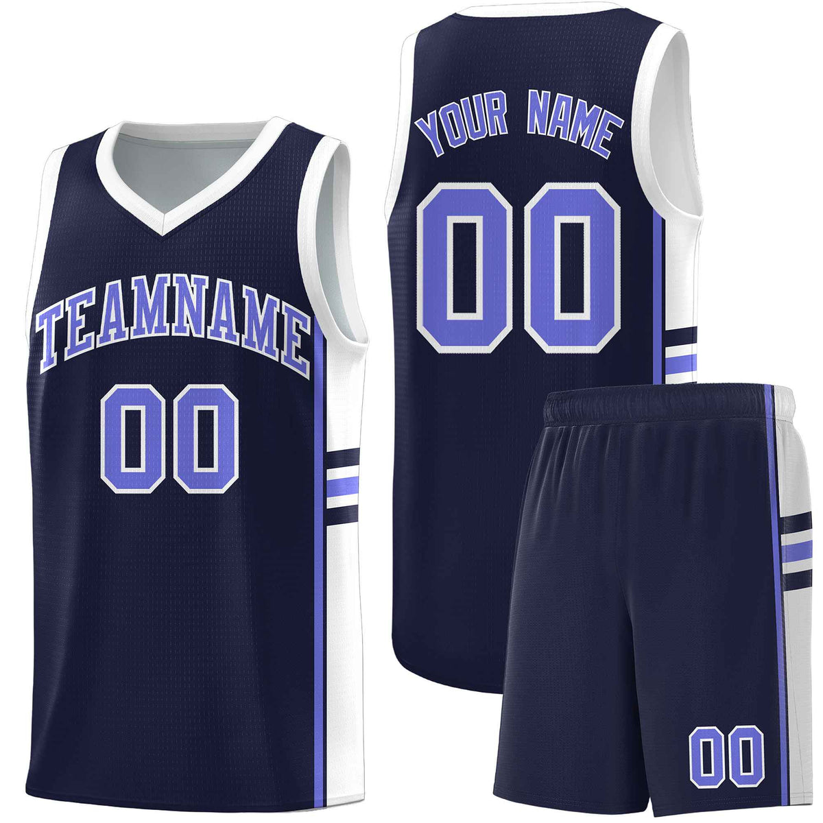 Custom Youth Basketball Jersey - Navy White Personalized Varsity Two-Tone Uniform