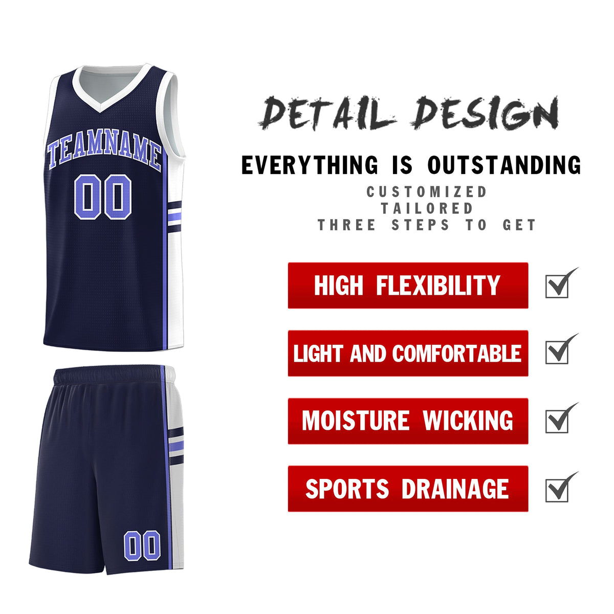 Custom Youth Basketball Jersey - Navy White Personalized Varsity Two-Tone Uniform