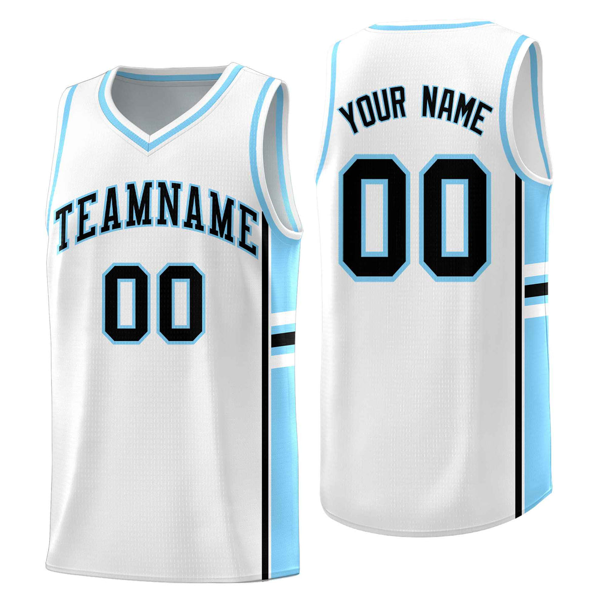 Custom Youth Basketball Jersey - White Light Blue Two-Tone Varsity Jersey Set