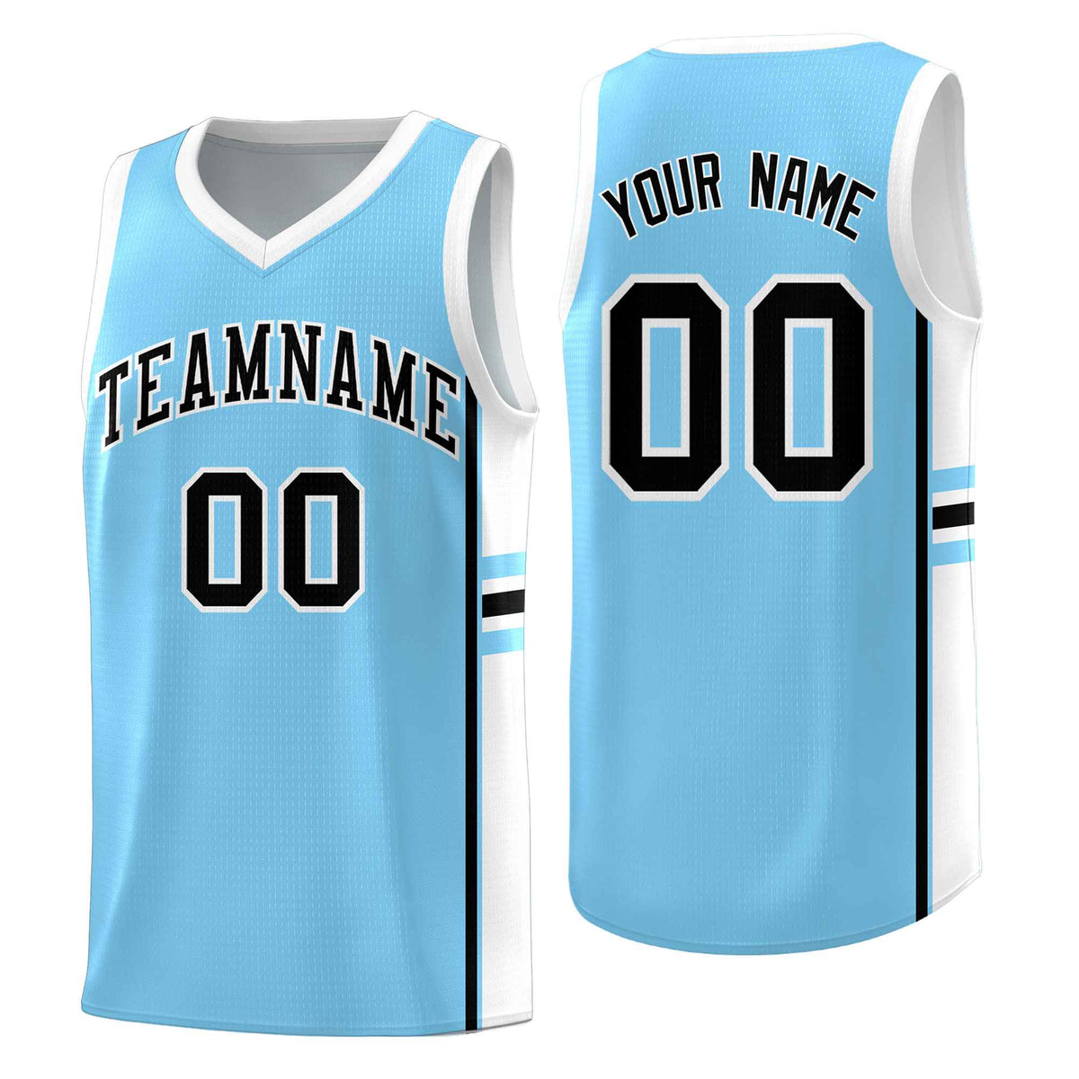 Custom Youth Basketball Jersey - Light Blue White Personalized Varsity Two-Tone Uniform