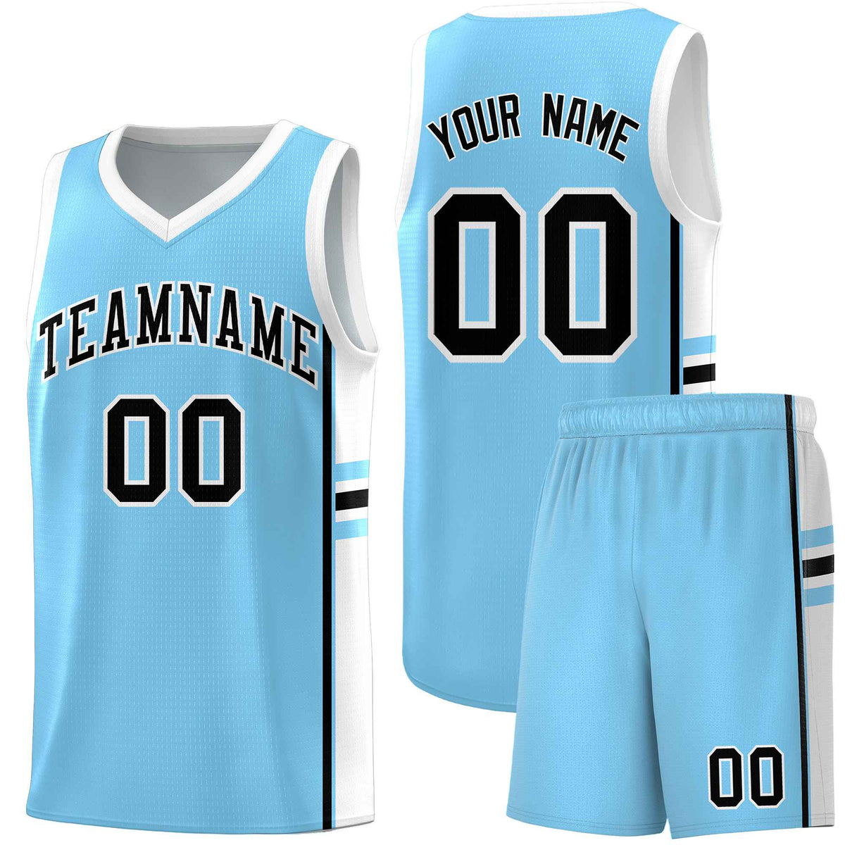 Custom Youth Basketball Jersey - Light Blue White Personalized Varsity Two-Tone Uniform