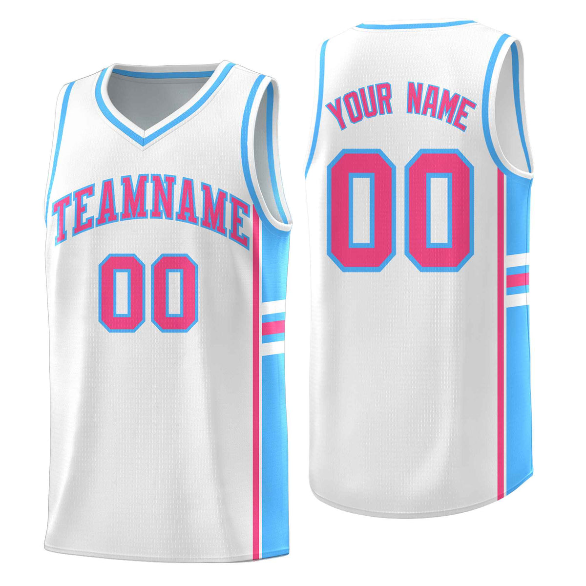Custom Youth Basketball Jersey - White Powder Blue Two-Tone Varsity Jersey Set